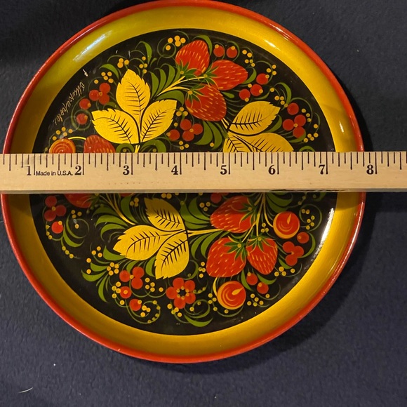Vintage strawberries decorative plate - Khokhloma Painting Russian - Picture 12 of 12